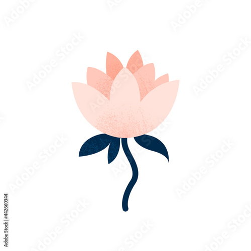 Lotus flower sign isolated vector illustration. Asian water lily design element. 