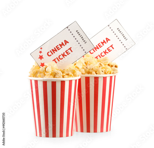 Buckets with tasty popcorn ...