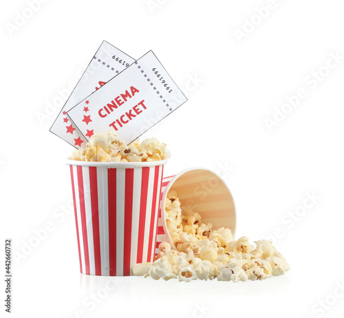 Buckets with tasty popcorn ...