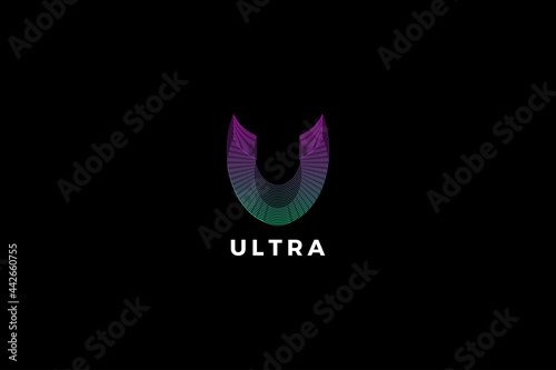 Letter U ultra 3d technological logo