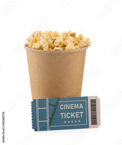Paper cup with tasty popcor...