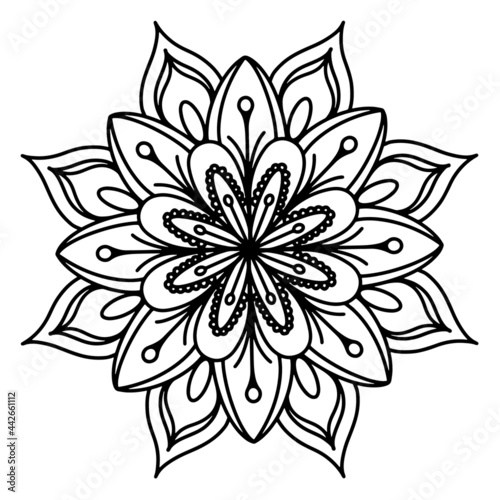 Ornamental luxury mandala pattern. Black complex doodle mandala on a transparent background  for printable coloring