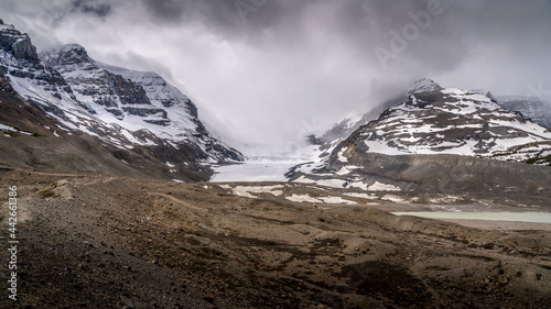 The famous Athabasca Glacier in the Columbia Icefields in Jasper National Park, Alberta, Canada