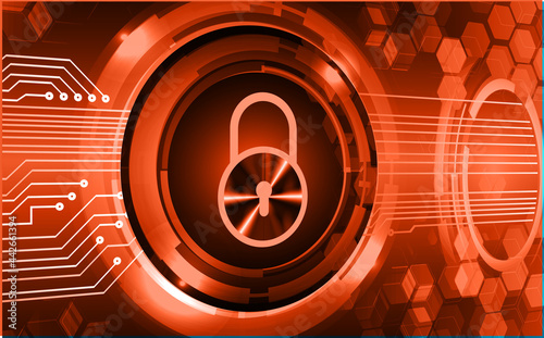 Closed Padlock on digital background, cyber security
