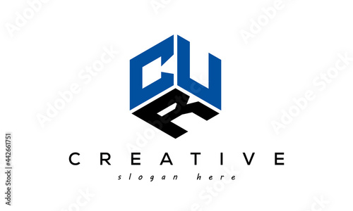 CUR letters creative logo with hexagon