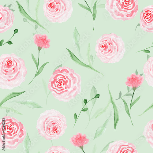 Seamless pattern with flowers and leaves. Hand-drawn . Floral pattern for wallpaper or fabric. Flowers and leaves. Texture background.