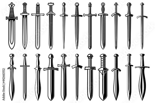 Fotografia Set of illustrations of medieval swords