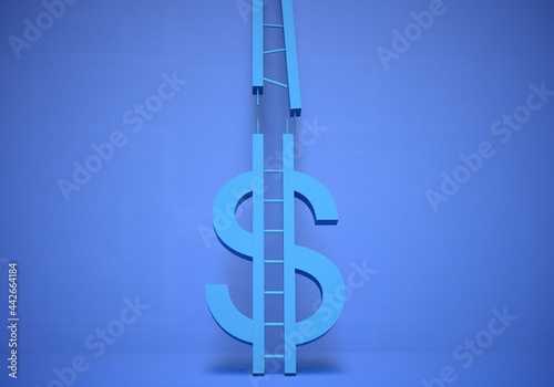 US dollar inflation. concept of financial crisis with money ladder. 3d render