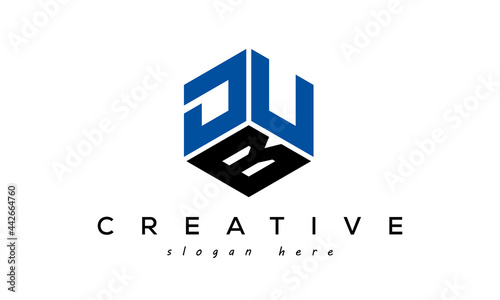 DUB letters creative logo with hexagon