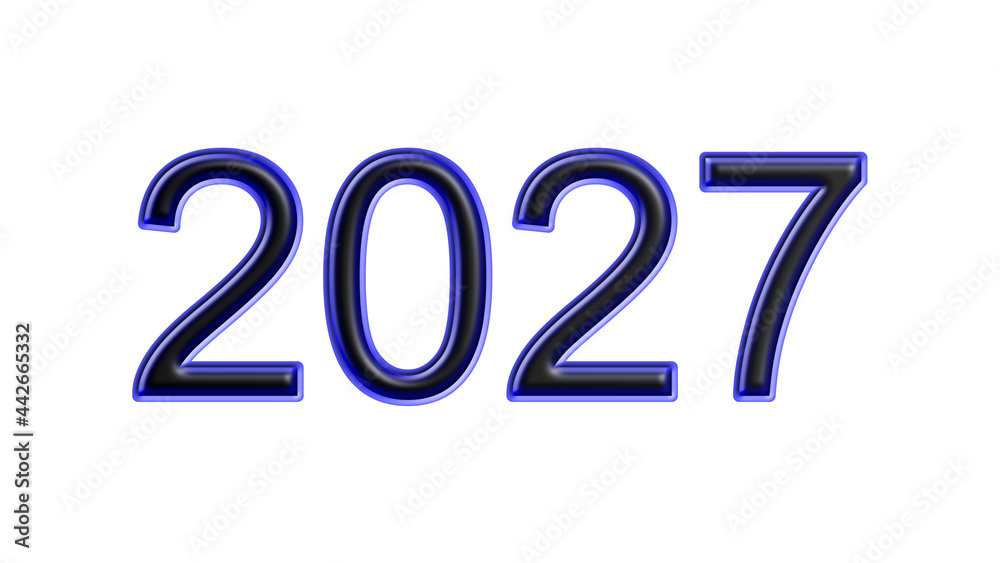 blue 2027 number 3d effect white background - obrazy, fototapety, plakaty 