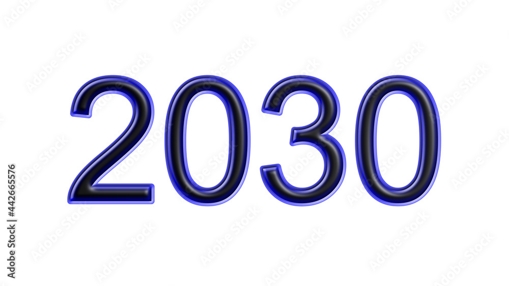 blue 2030 number 3d effect white background blue 2030 number 3d effect white background