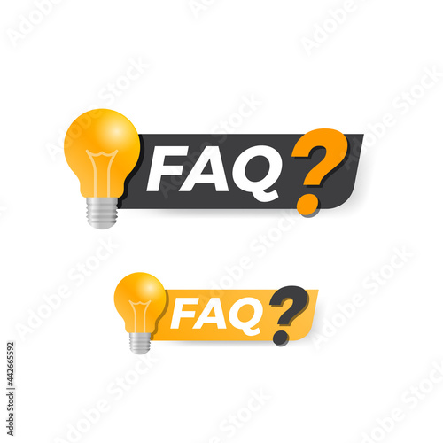 Frequently Asked Questions FAQ Vector Label Set
