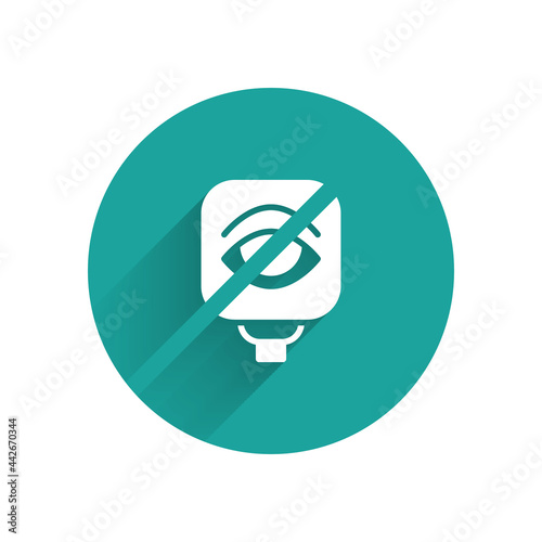 White Blindness icon isolated with long shadow. Blind sign. Green circle button. Vector photo