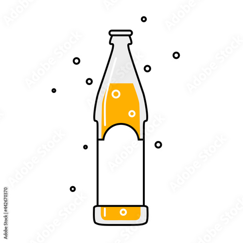 A bottle of lemonade. A glass bottle with a carbonated soft drink. A refreshing chilled drink. Vector illustration isolated on a white background for design and web.
