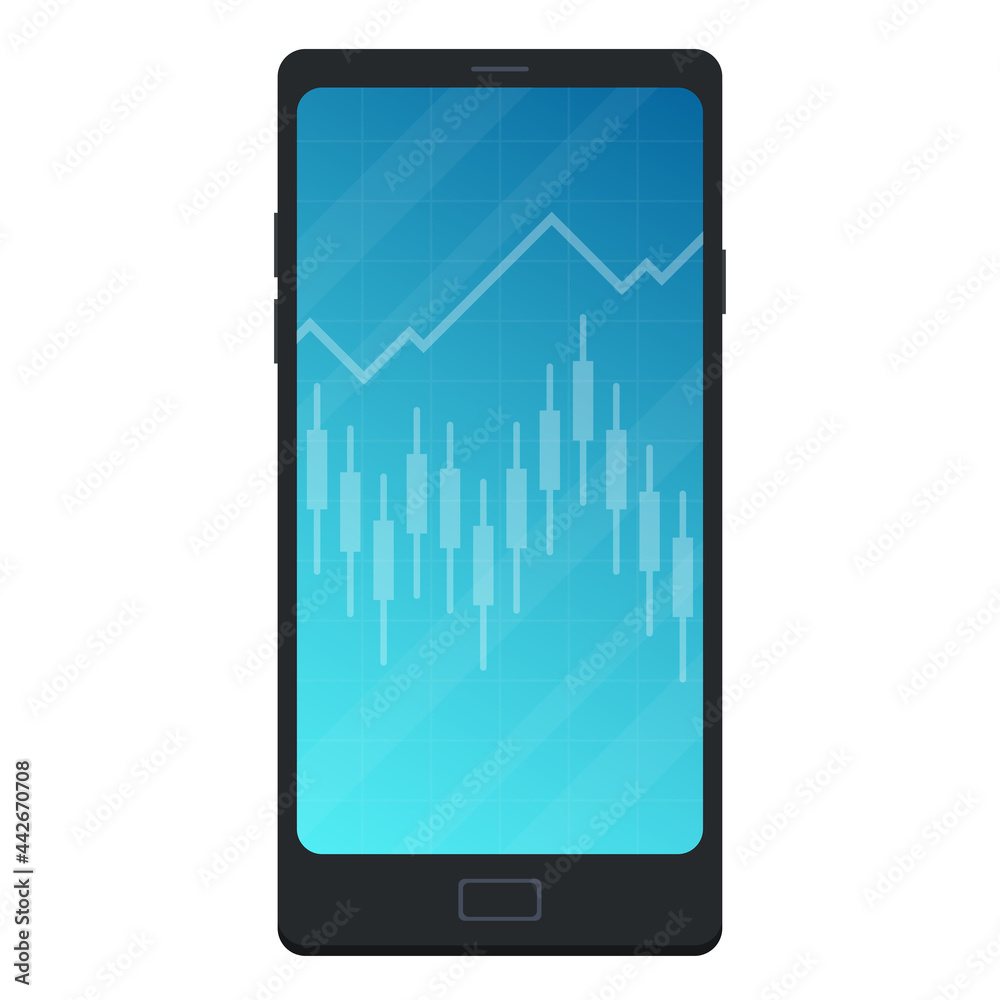 Mobile business vector. graph up. wallpaper. free space for text.