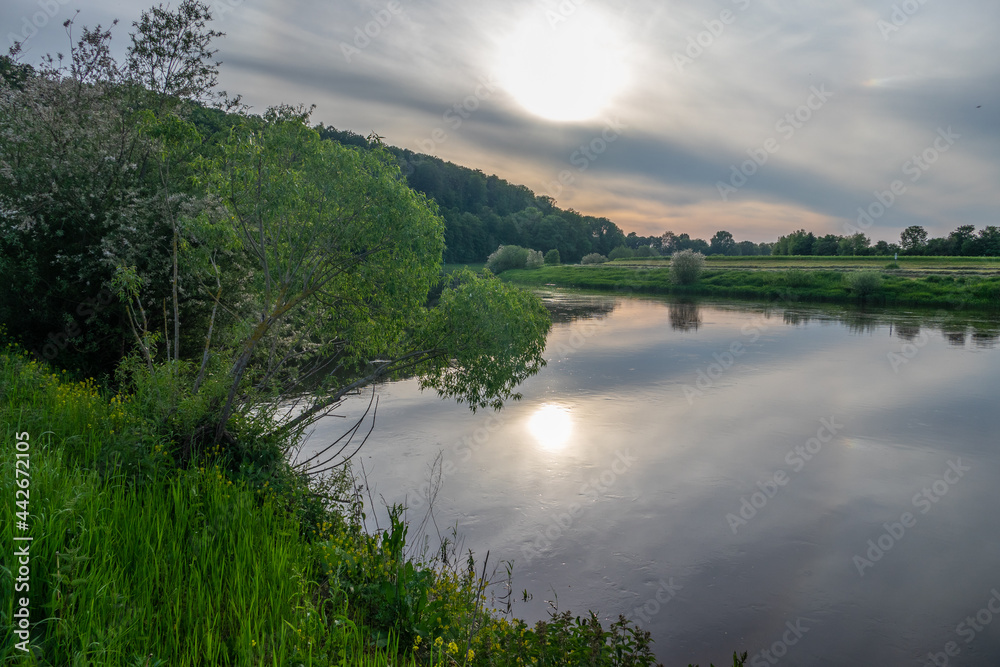 Obraz premium Landscape on river Weser, Germany ..