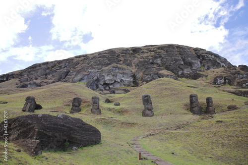 Moai at Rano Raraku on Easter Island, Chile photo