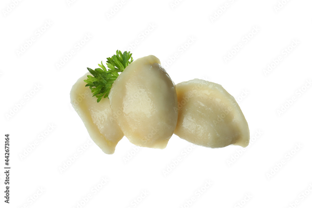 Tasty vareniki or pierogi isolated on white background Tasty vareniki or pierogi isolated on white background