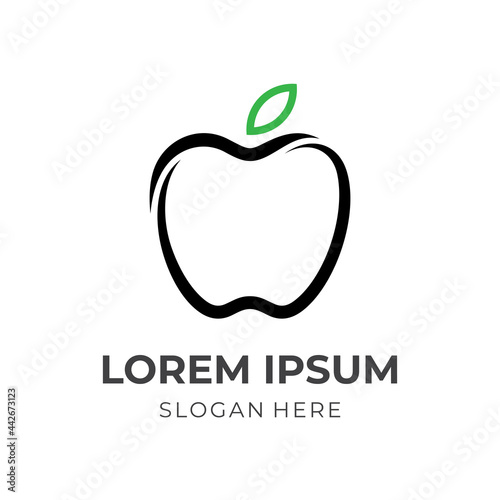 apple logo template with line black and green color style