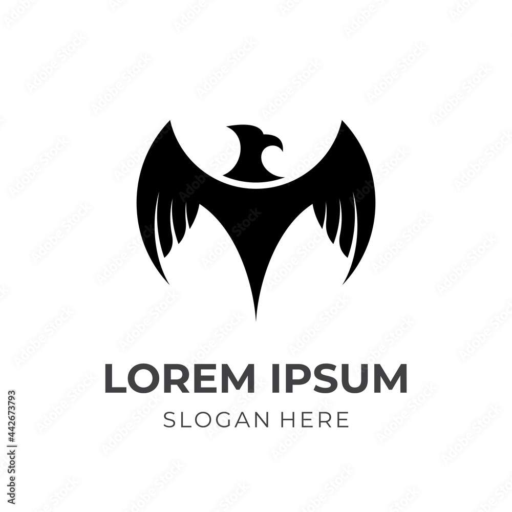 Fototapeta premium eagle logo concept with flat black color style