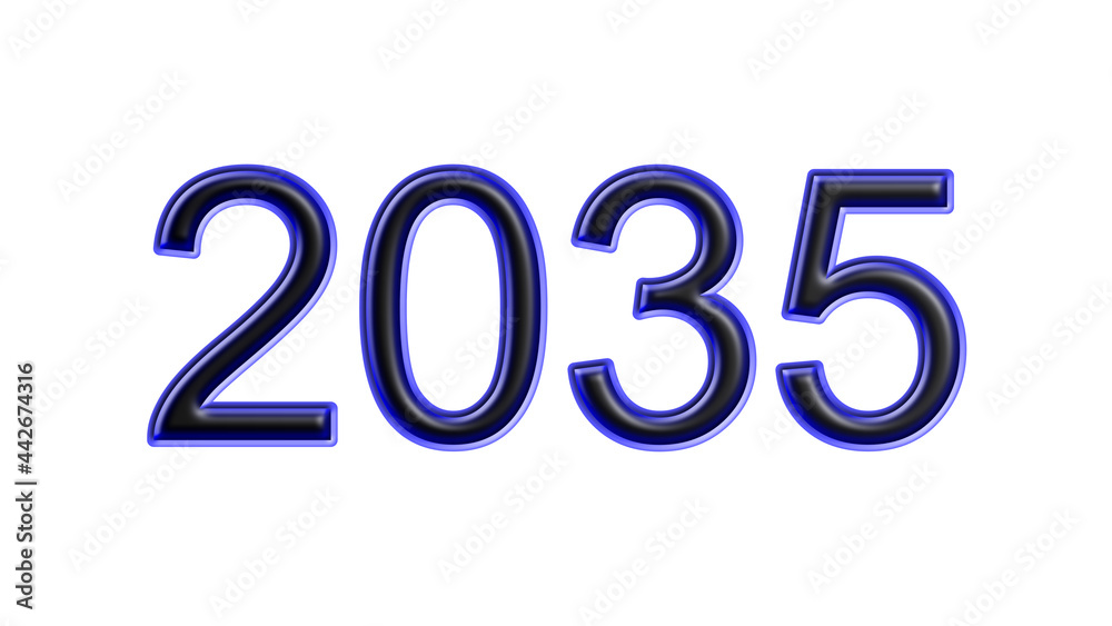 blue 2035 number 3d effect white background blue 2035 number 3d effect white background