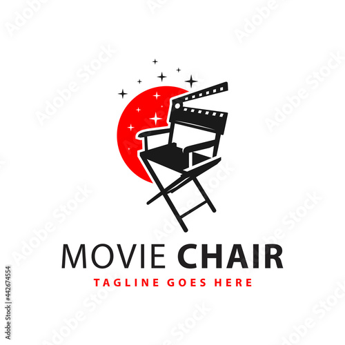 movie chair illustration logo design