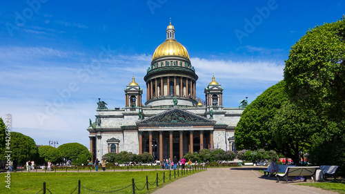St. Isaac's Cathedral, St. Isaac's Square, summer day. Russia, Saint Petersburg June 2021 