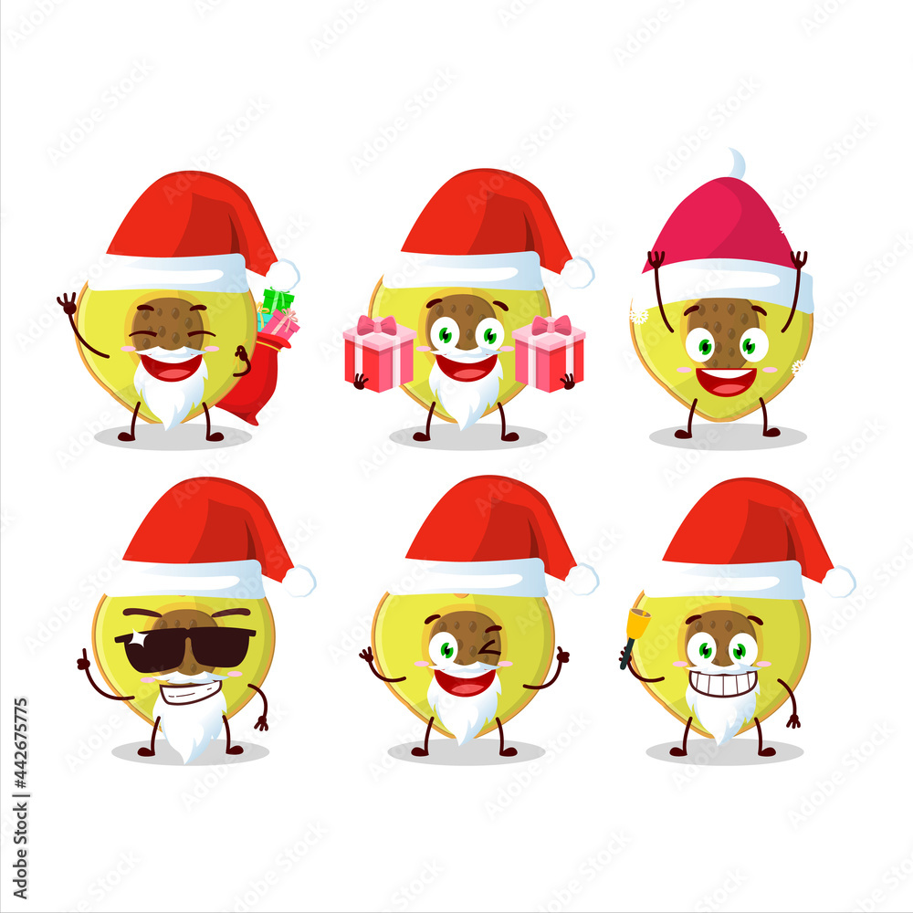 Santa Claus emoticons with slice of peach cartoon character Santa Claus emoticons with slice of peach cartoon character
