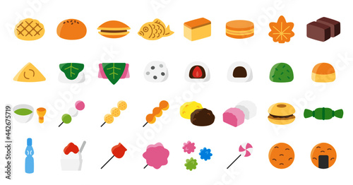 Japanese Desserts and Sweets Icon Set