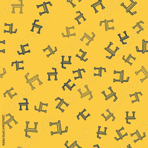 Blue line Pet grooming table icon isolated seamless pattern on yellow background. Vector