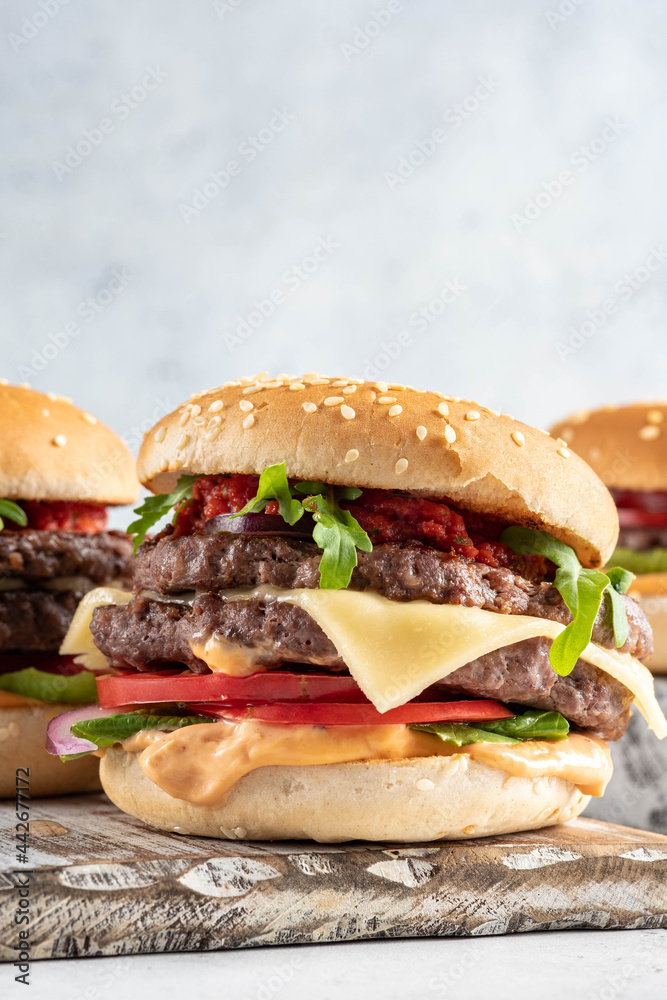 fresh tasty burger on a white background fresh tasty burger on a white background