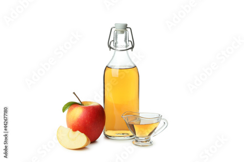 Bild auf Leinwand Homemade apple vinegar isolated on white background