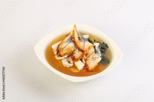 Japanese traditional miso soup with eel