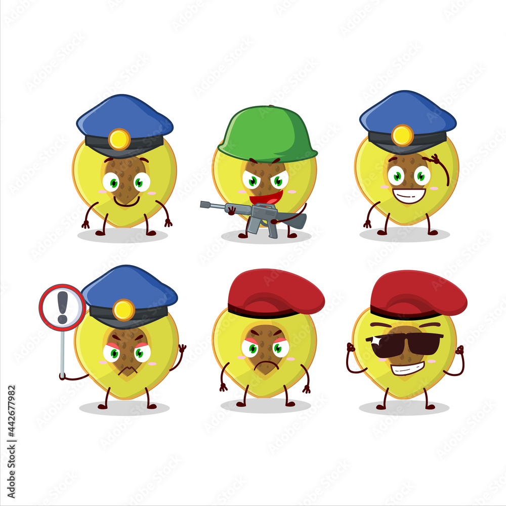 A dedicated Police officer of slice of peach mascot design style