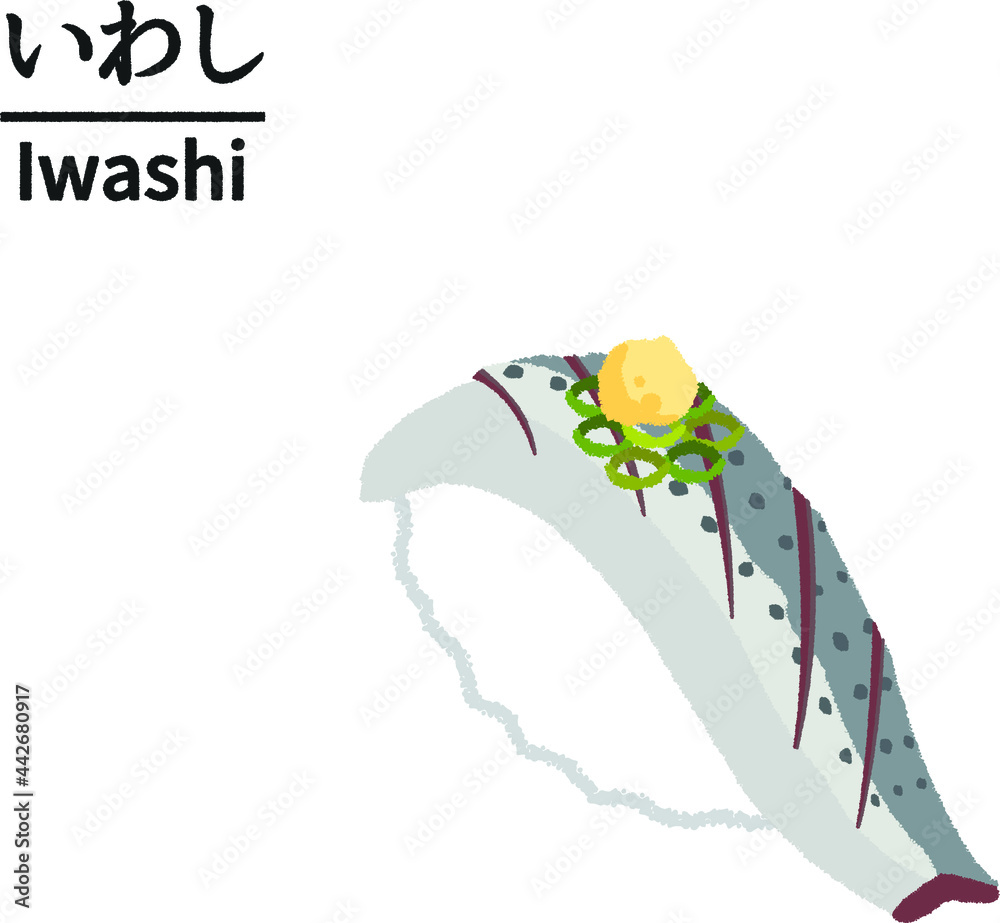 Naklejka premium 鰯（イワシ）寿司のイラスト
