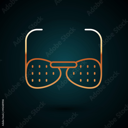 Gold line Glasses for the blind and visually impaired icon isolated on dark blue background. Vector