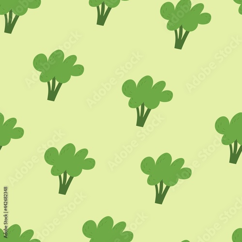 Seamless pattern with cartoon broccoli. colorful vector. hand drawing, flat style. design for fabric, print, textile, wrapper