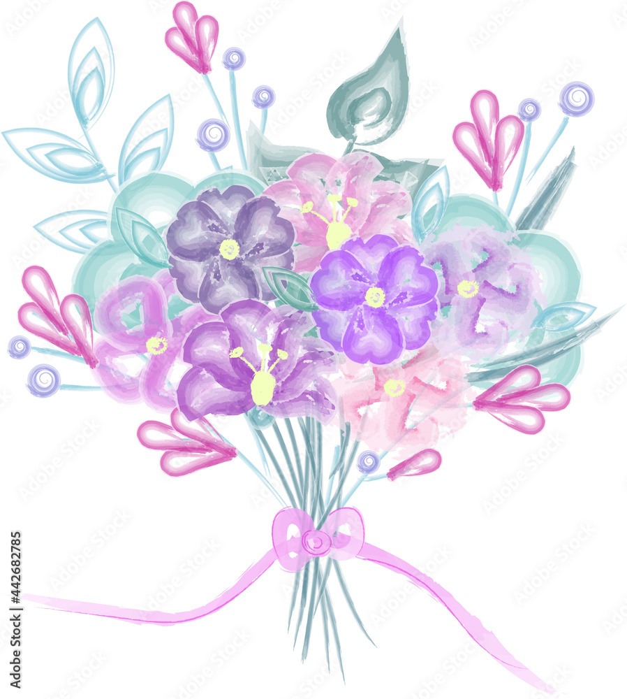 a watercolor cute bouquet of flowers