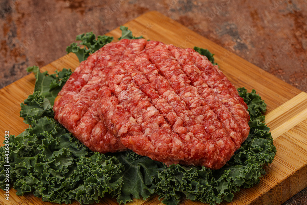 Raw beef burger cutlet for cooking Raw beef burger cutlet for cooking