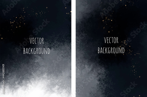 Set of vector watercolour universal backgrounds with glitter and copy space for text	
