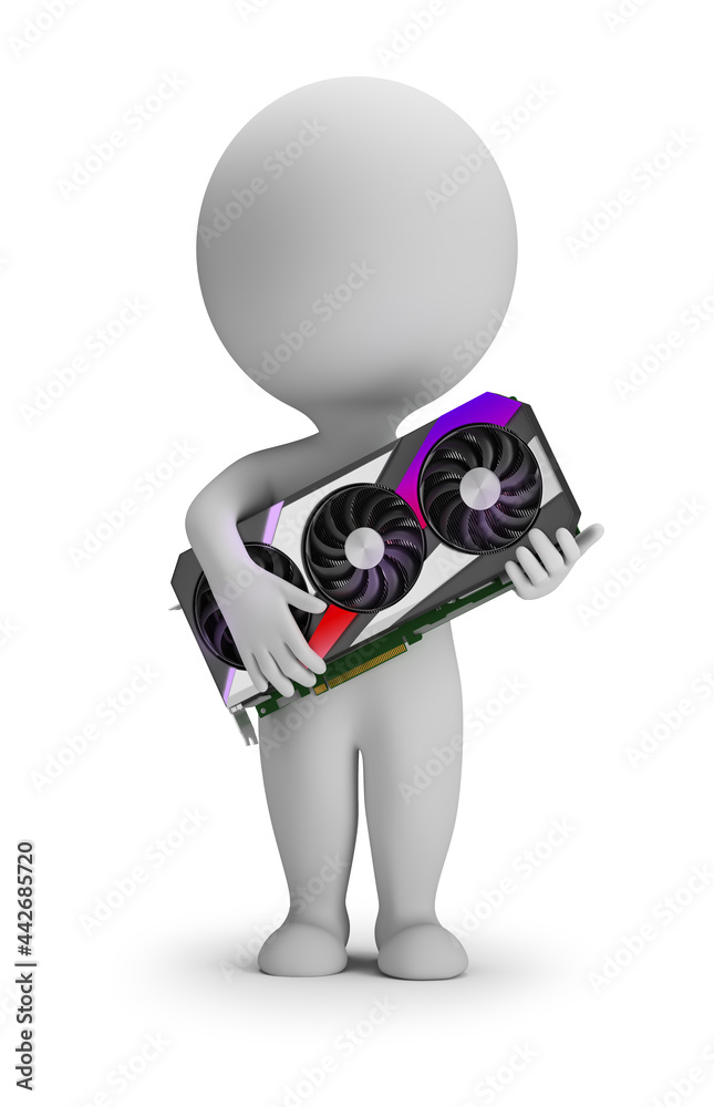 Fototapeta premium 3d small people - graphics card