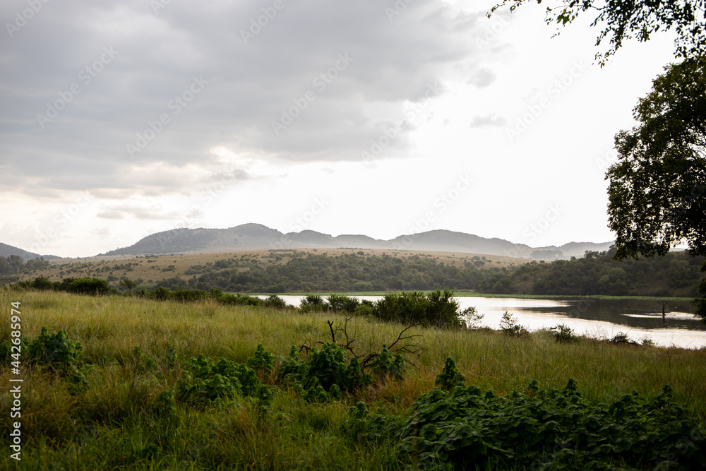 Fototapeta premium Lake view and mountains 