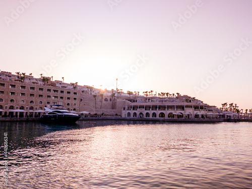 Sunset on the bay of Albatros Citadel, Hurghada