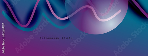 Abstract gradient background with wave line with shadow effect. Geometric composition. 3D shadow effects and fluid gradients