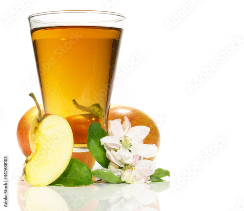 Apple Juice on white Background - Isolated copy space