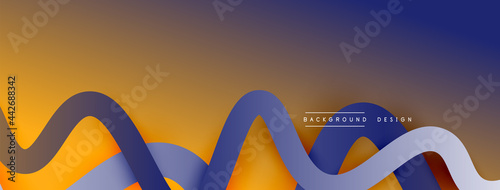 Abstract gradient background with wave line with shadow effect. Geometric composition. 3D shadow effects and fluid gradients