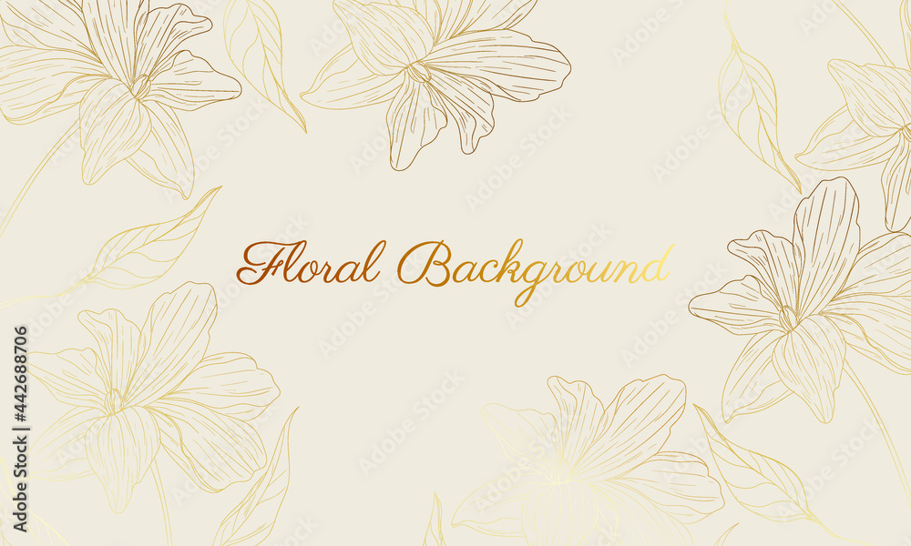 hand drawn golden floral background