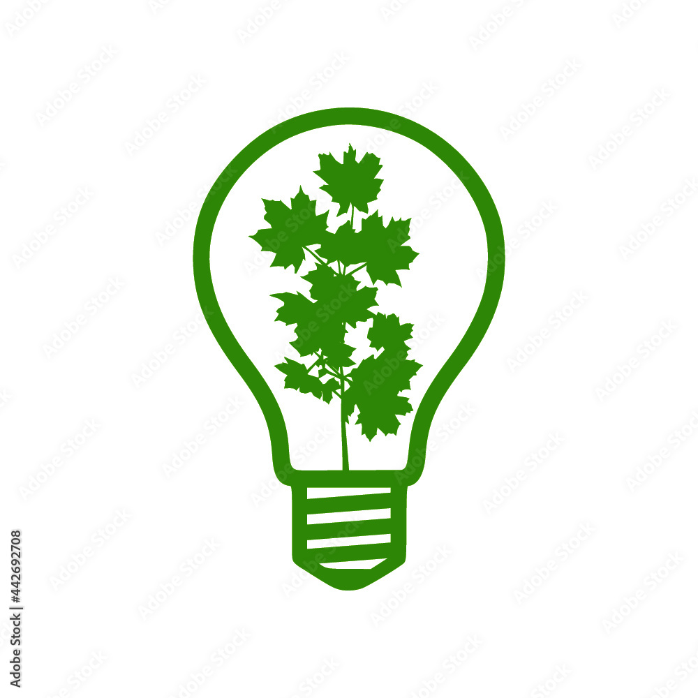 Eco Green Light bulb icon isolated on white background Eco Green Light bulb icon isolated on white background