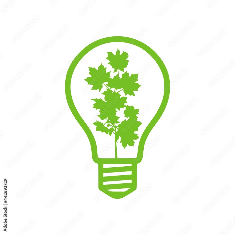 Eco Green Light bulb icon isolated on white background Eco Green Light bulb icon isolated on white background