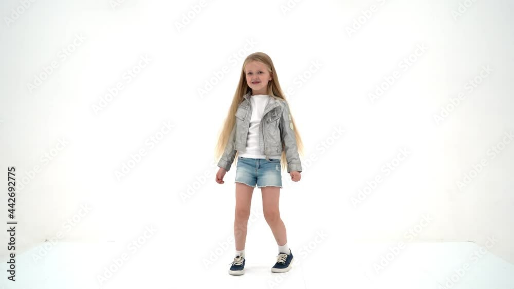 Cute happy blonde girl. On white background Cute happy blonde girl. On white background